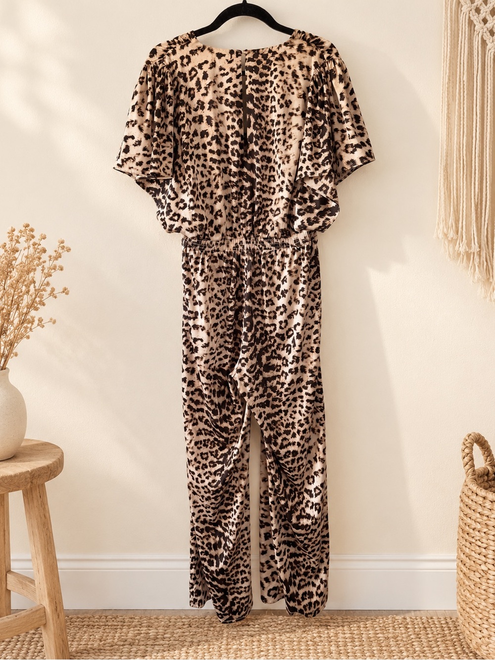 INC International Concepts Leopard-Print Wide-Leg Jumpsuit in Beige and Black - Picture 3 of 6